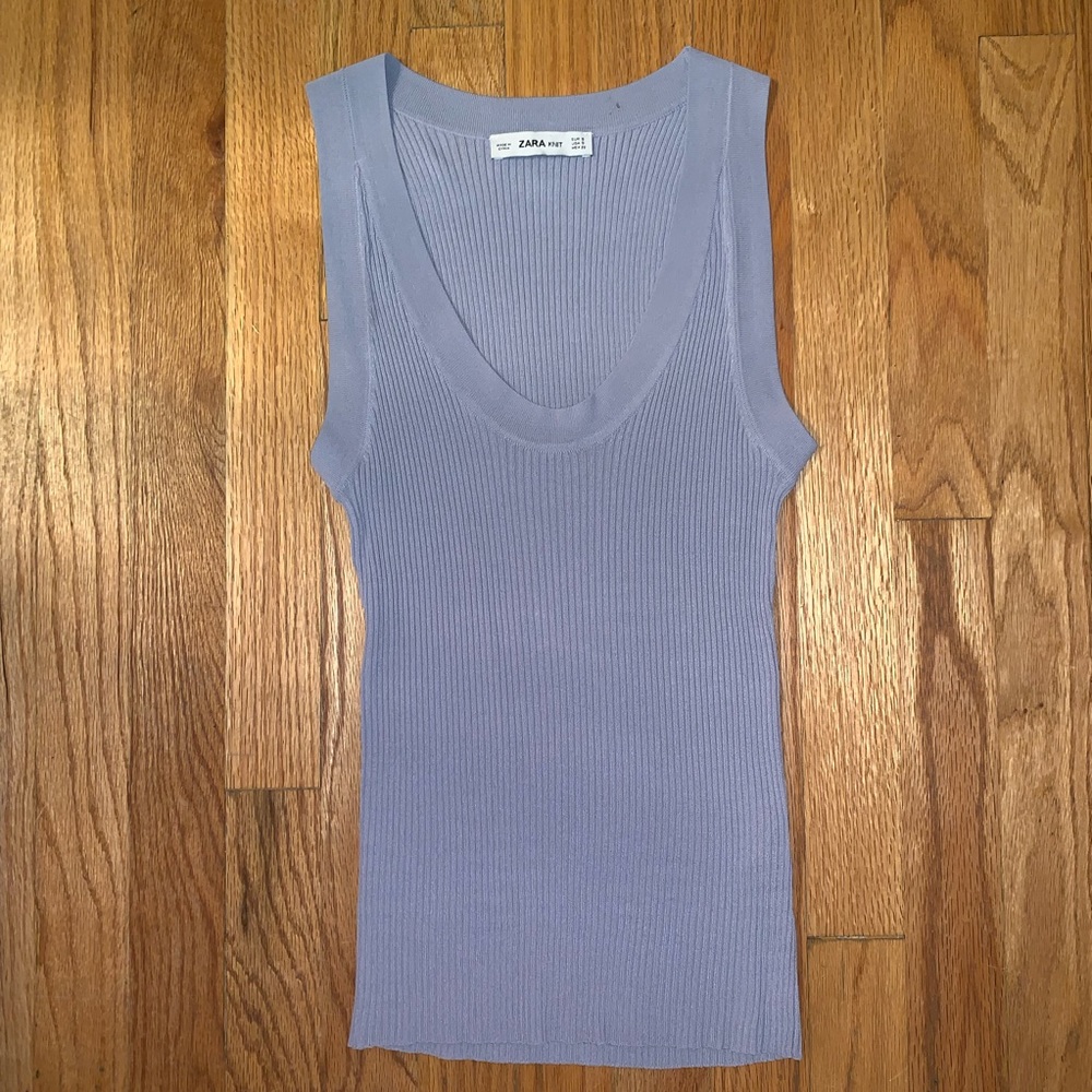 Zara Periwinkle Ribbed Tank Sz S